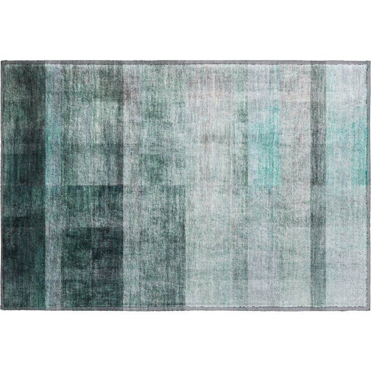 Premium Machine Washable Cerrito AMF568 Teal Rug