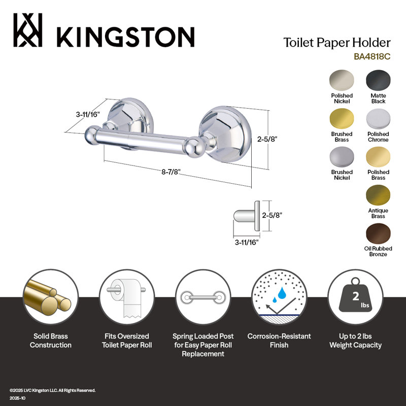 Kingston Brass Metropolitan Toilet Paper Holder, Polished Nickel