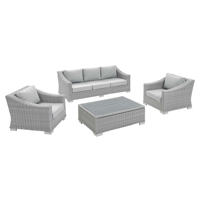 Ensemble de mobilier d'extérieur en rotin 4 pièces Conway Sunbrella, gris