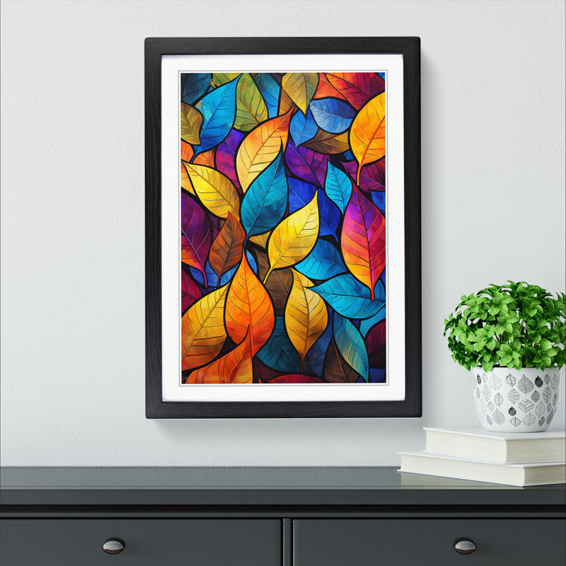 Leaf Abstract - Framed Print, Black, 34cm H x 25cm W x 2cm D