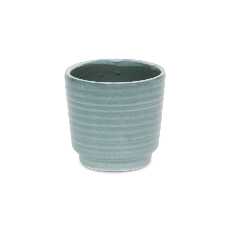 Mosley Handmade Ceramic Pot Planter, Green, 4.25" H x 4.5" W x 4.5" D