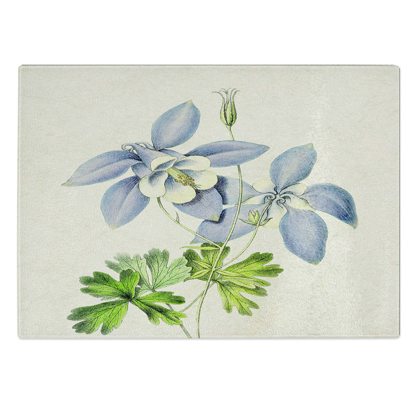 Glass Illustration of Columbine Flowers Chopping Board, 39 cm W x 28.5 cm L