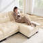 Canapé deux places Chenille Cloud avec 4 coussins, garniture à pompons, coussins rembourrés matelassés, design ergonomique, montage facile, canapé profond pour salon, bureau ou appartement-133657614-133657616