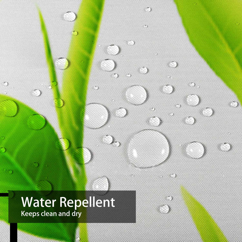 Rideau de douche vert à feuilles naturelles avec 12 crochets Tea Leaves, L 72 po x l 78 po