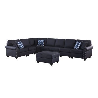 Bouke Artificial Leather Modular Sectional With Ottoman