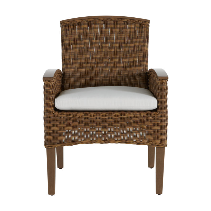 Astoria Patio Dining Armchair with Cushions, Raffia/Oak, Welt, Natural White