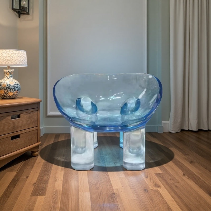 Fauteuil éléphant de luxe en résine transparente, Bleu
