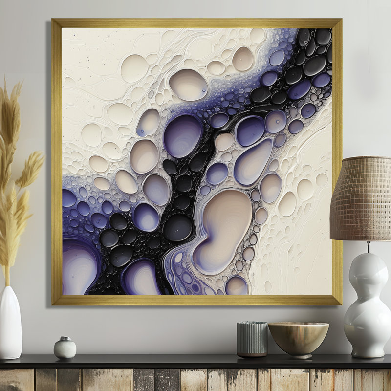 Omni rythmique bruine de lavande liquide Dreams I - goutte peinture d'art mural, H 16 po x l 16 po, Avec cadre, Doré