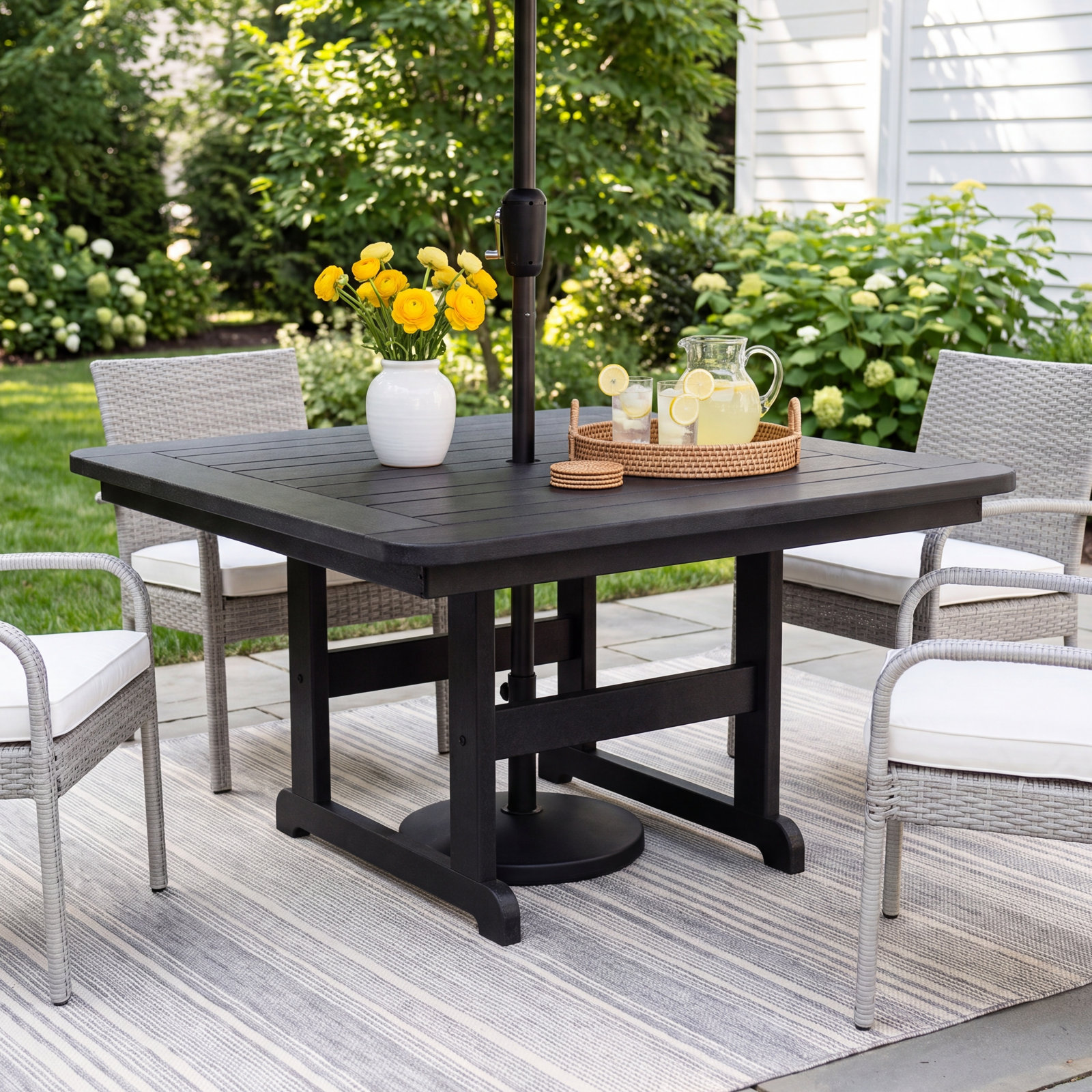 POLYWOOD® Park 50" Patio Dining Table, Black