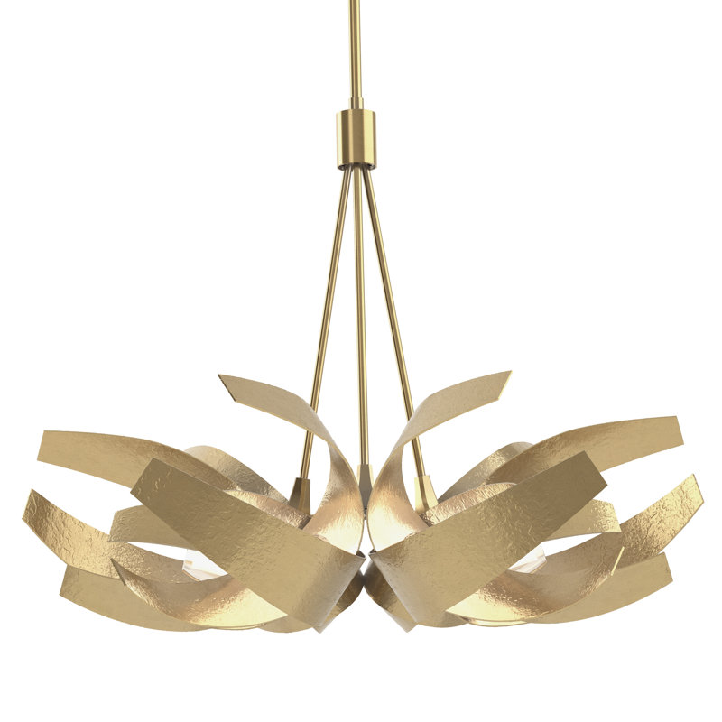 Corona 6 - Light Unique/Statement Geometric Chandelier, Modern Brass, 21" H x  26.9" W x  26.9" D
