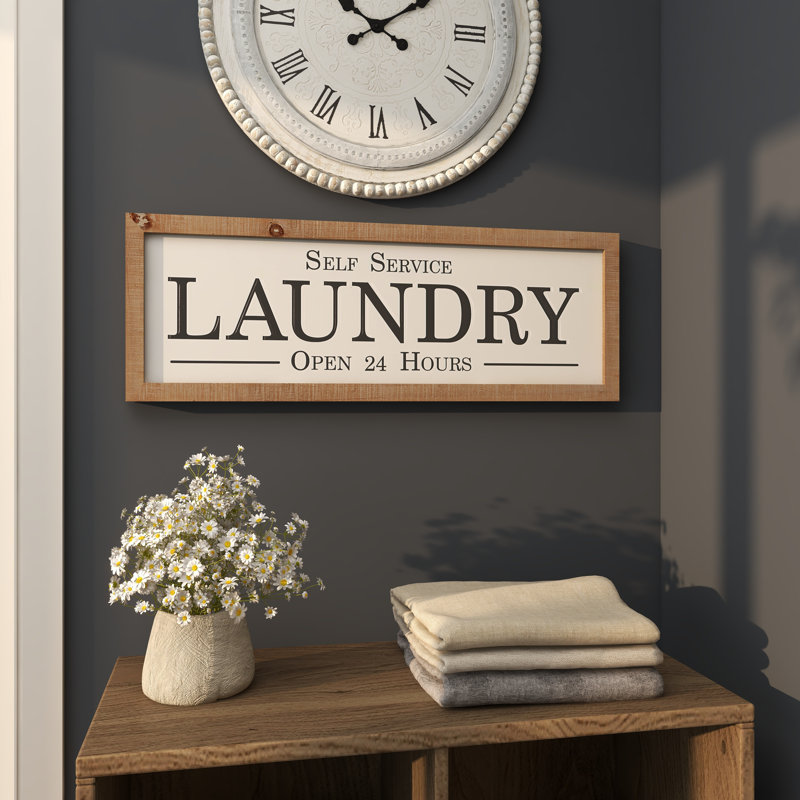 Metal Laundry Sign White Wall Decor