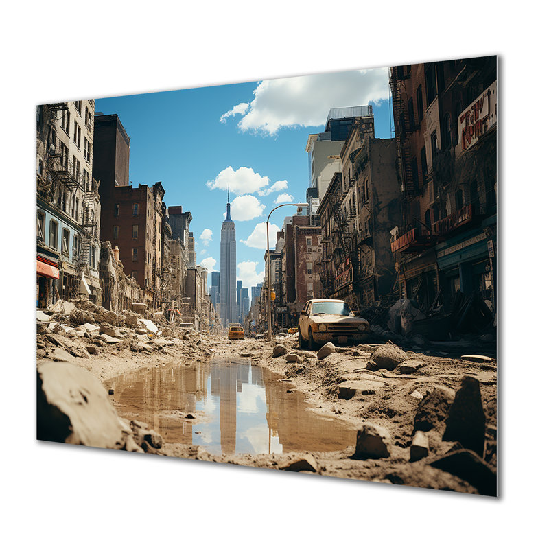 Mirage Metropolis New York City In Sahara II - City Buildings, art mural en métal, H 24 po x l 32 po x P 1 po