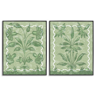 «Symmetric Leafy Botanicals», ensemble de 2 impressions giclées encadrées, design par Lil 'Rue