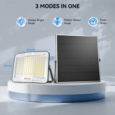 Adewalk Solar Flood Lights Outdoor Waterproof, 5000lm Split Solar Lights With Big Panel, Motion Sensor Security Floodlight 16ft Cable, Dusk To Dawn Outdoor Lights For Yard, Garage - Curved Surface