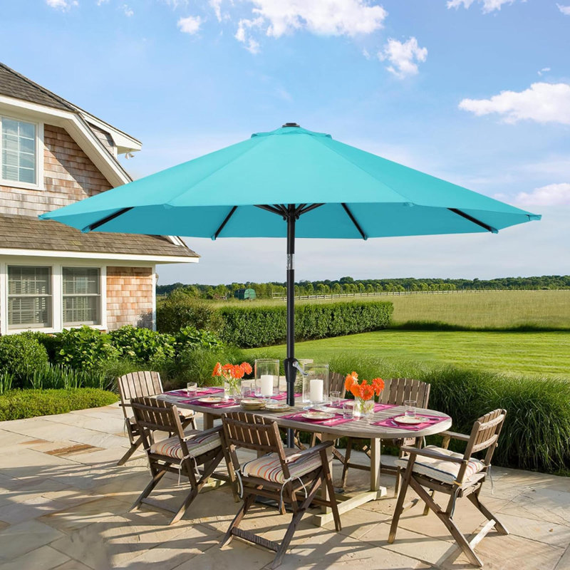 Parasol de marché avec manivelle Lorola, Turquoise