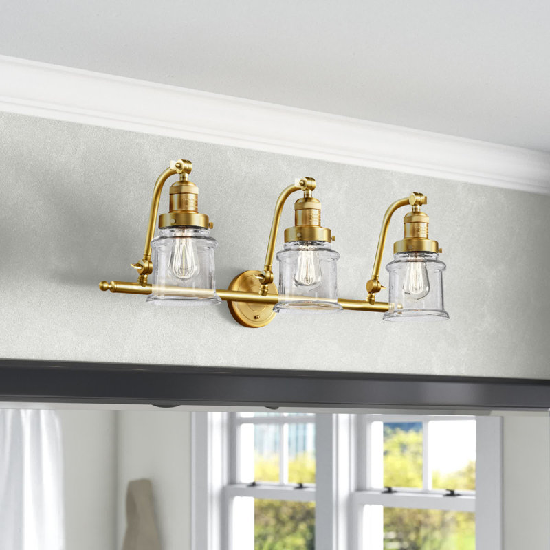 Éclairage pour salle de bain 3 lumières Alexandira, Ampoule DEL 6 watts Vinage, Grainé, Or satiné