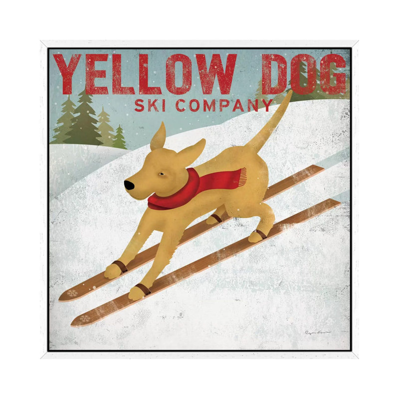 Yellow Dog Ski Co. by Ryan Fowler - Print on Canvas, 45.72 cm H x 45.72 cm W, White Floater Framed