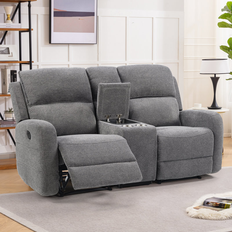 70.8" Wide Modern And Overstuffed Soft Manual Reclining Loveseat Sofa With Center Console