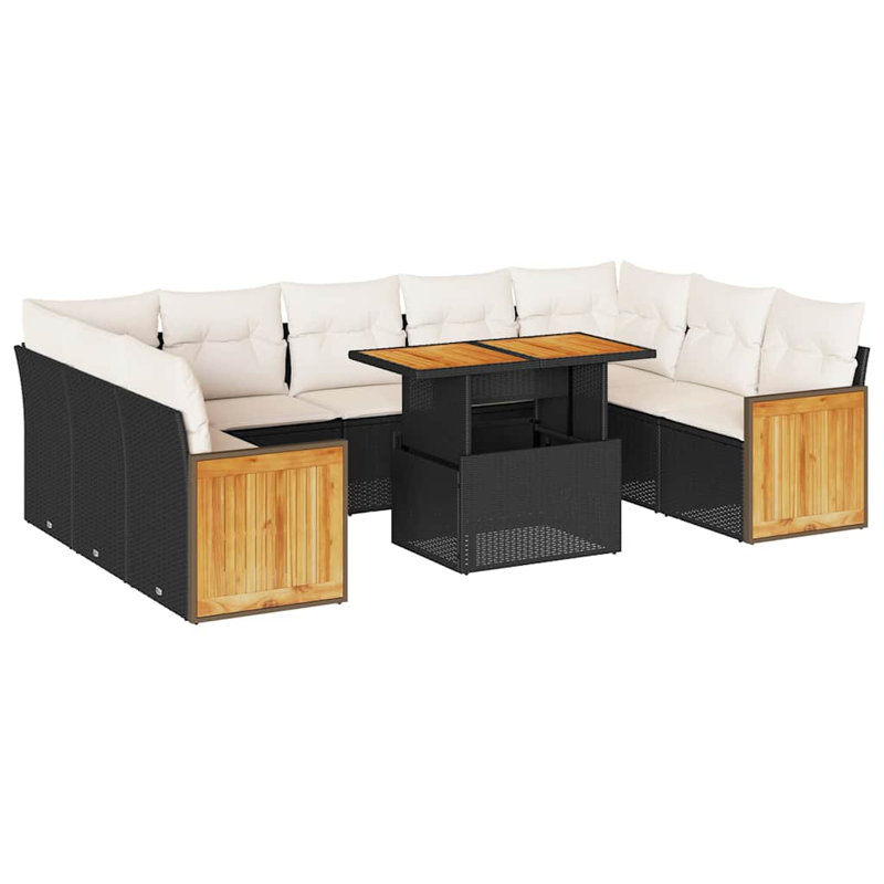 Ensemble de canapé de jardin Vidaxl, Coussin noir / structure noire