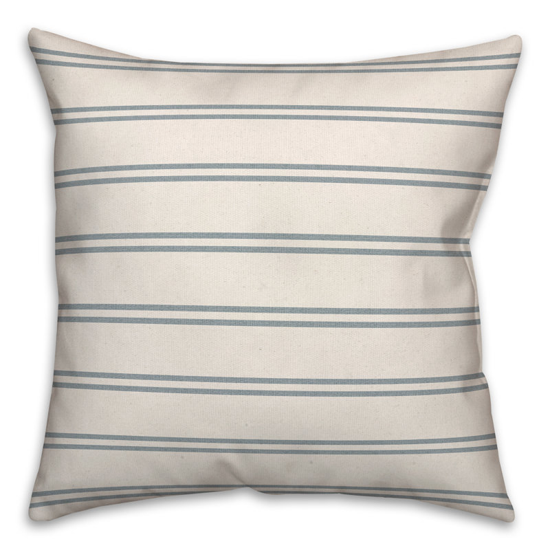 Striped Reversible Throw Pillow, Blue/White