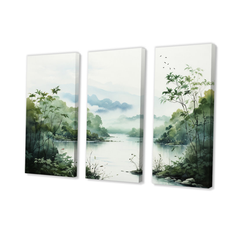 Ensemble d'art mural sur toile 3 pièces Landscape Oasis - Tranquil Oasis II, H 28 po x l 36 po x P 1 po