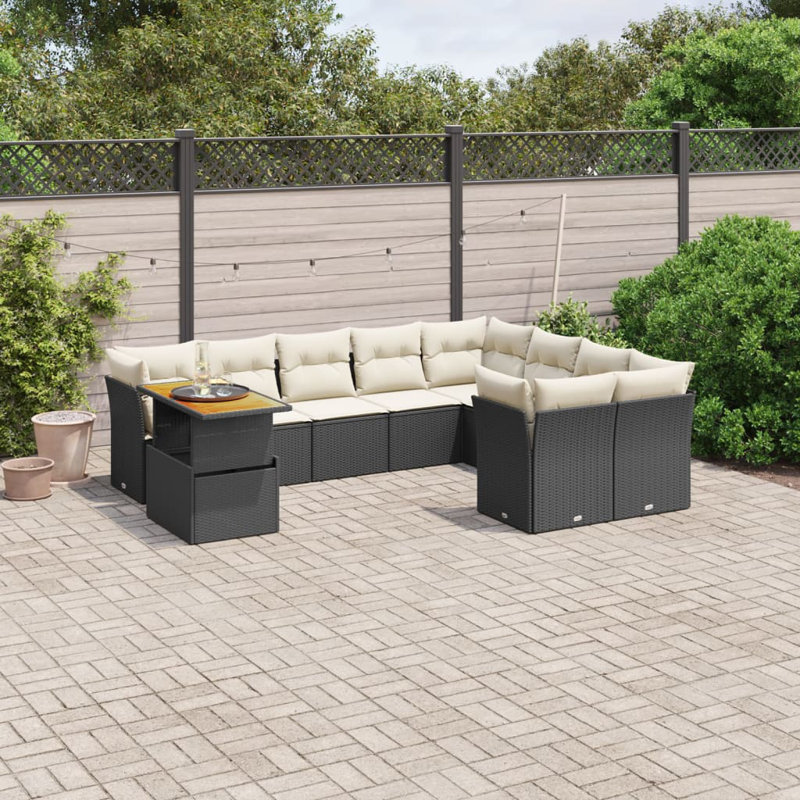 Ensemble de canapé de jardin Vidaxl noir, blanc crème