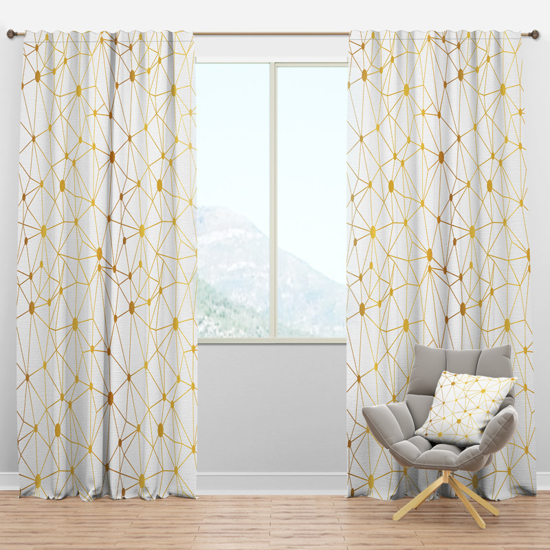 Panneau de rideau simple semi-transparent avec passe-tringle Golden Grid I, l 52 po x L 120 po