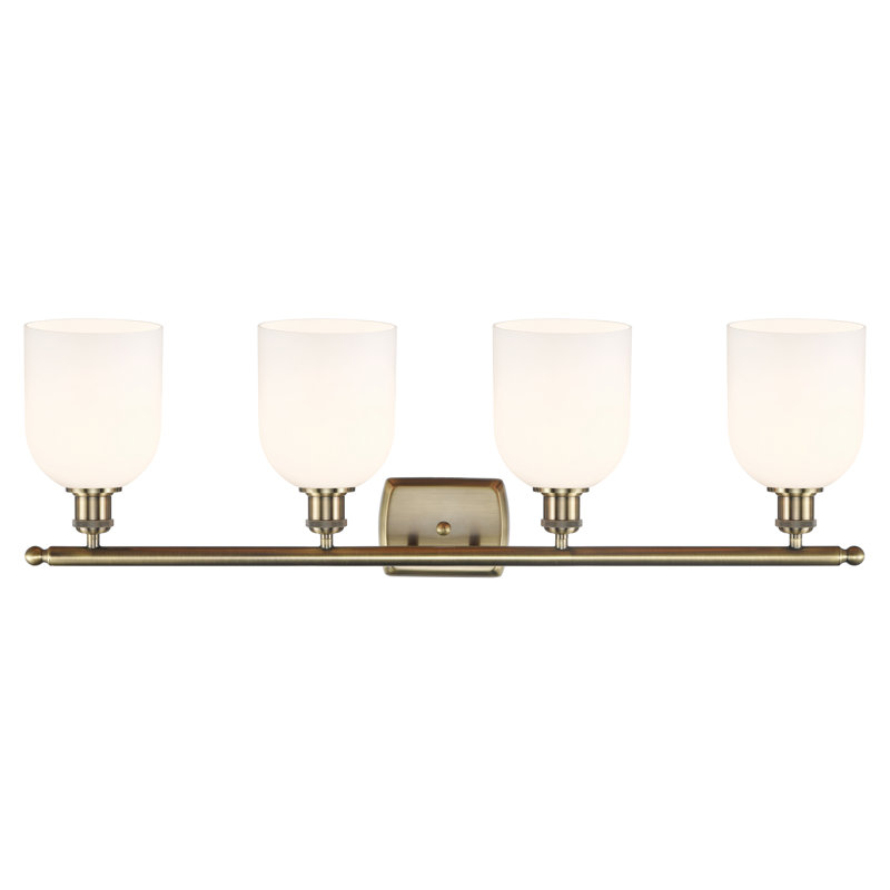 Anacaren 4 - Light Dimmable Vanity Light, Gloss White, Antique Brass