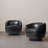 Upholstered Black Faux Leather Swivel Barrel Chair Recessed Arms With Solid Wood Base (Set of 2)-815109317