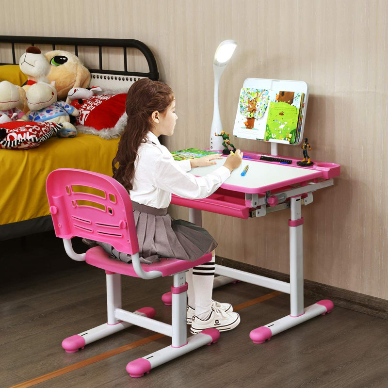Sheehan 66cm Writing Desk Chair Set, Pink
