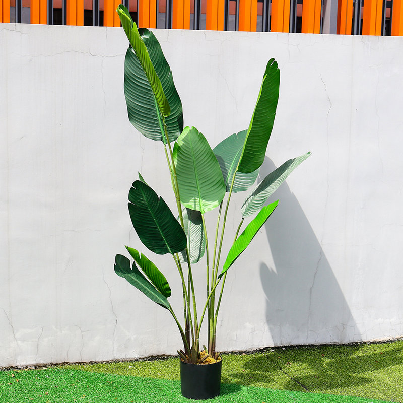 Tall Artificial Banana Leaf Tree Faux Large Plants in Pot, 180cm H x 35cm W x 35cm D