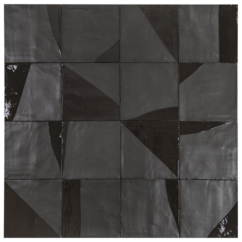 Subway Tile 5.5" x 5.5" Straight Edge Porcelain Singular Wall & Floor Tile, Black Drip