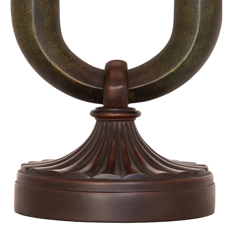 Cypress Bronze Twin Column 2-Light Table Lamp with Mahogany Shade