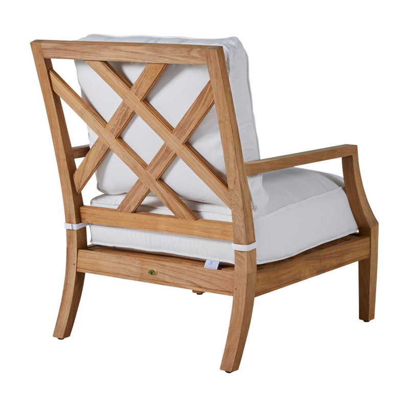 Haley Teak Patio Chair with Cushions, Natural Teak, Natural White, No welt + Standard fill