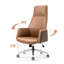Chaise de bureau LightGray + DarkGray + réglable en cuir véritable argenté + similicuir + alliage d'aluminium-108647266