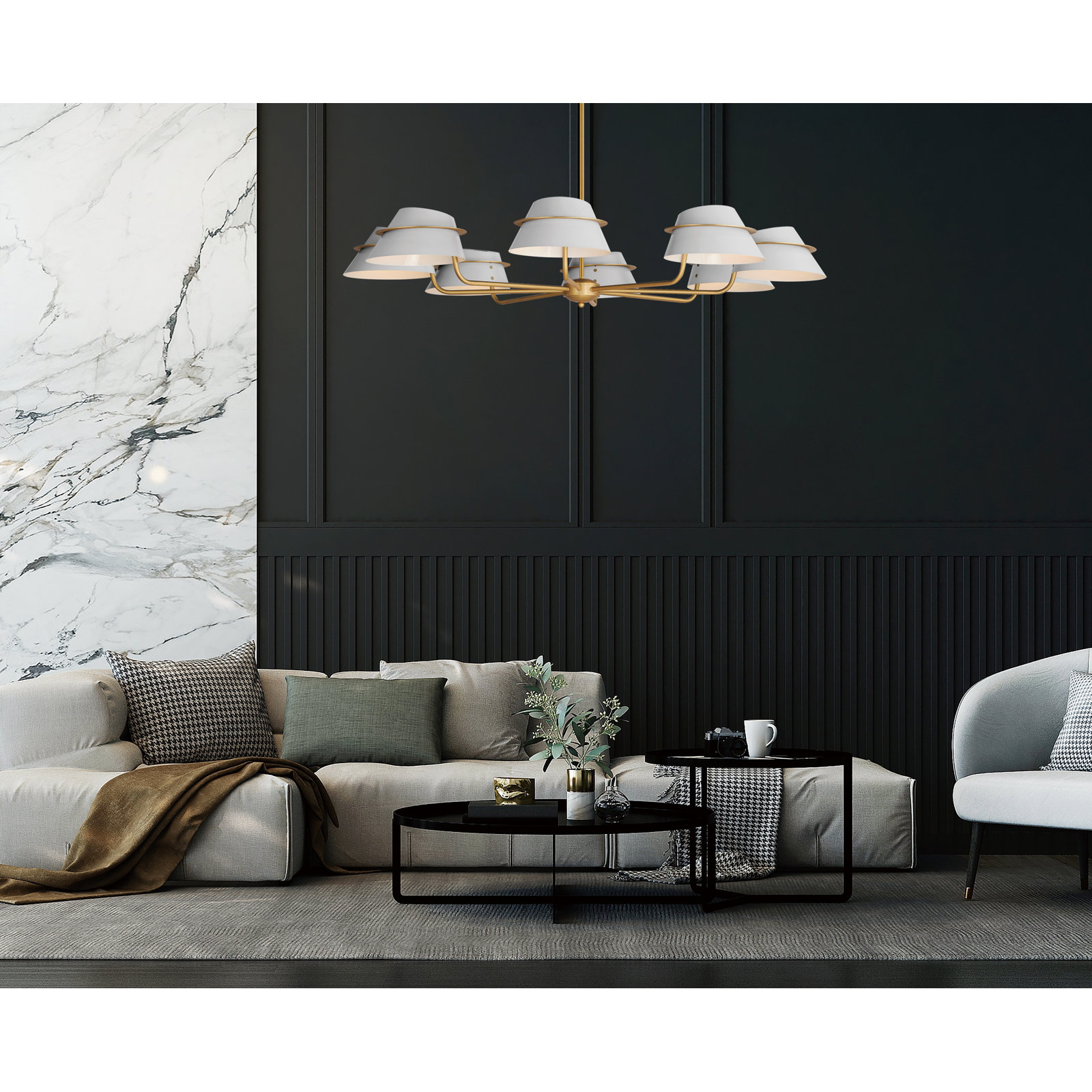 Mirena 8 - Light Steel Dimmable Chandelier