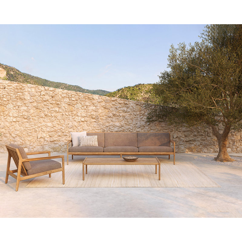 Jack Outdoor Teak Coffee Table, 25.6" x 47.2" x 13.8"