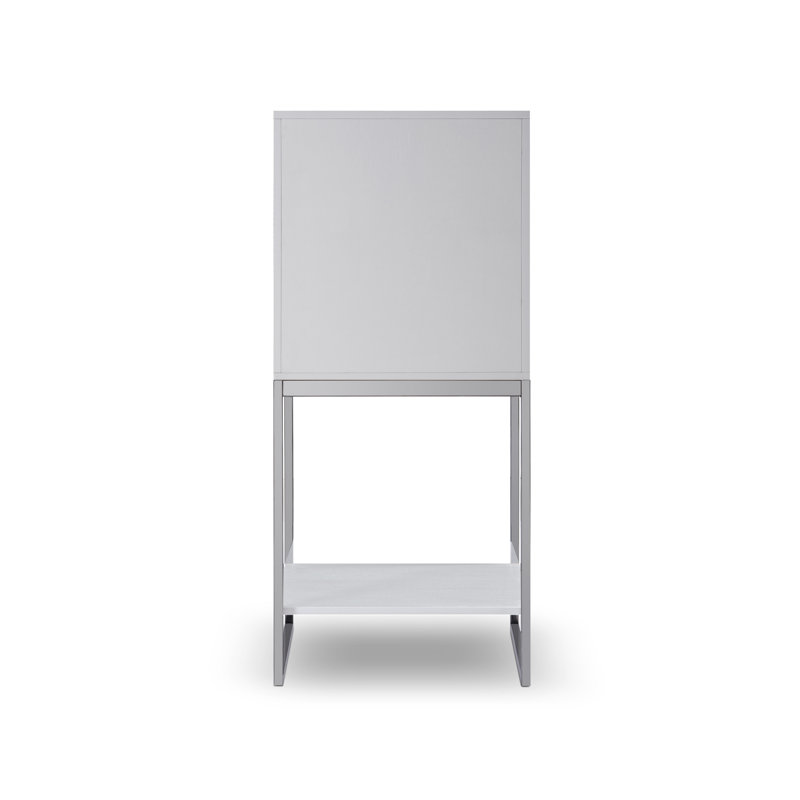 Lakhwinder 59.8cm Home Bar, White/Dark Chrome