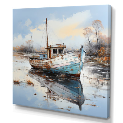 «Boat Charm In Winter», reproduction sur toile