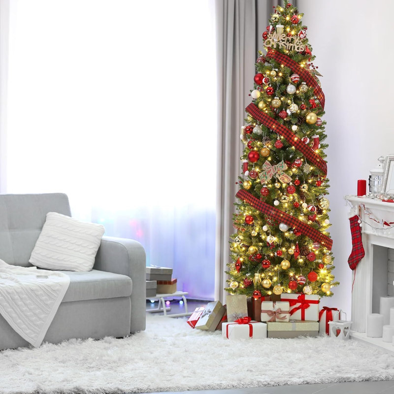 Arbre de Noël artificiel pré-éclairé, H 7,5 pi