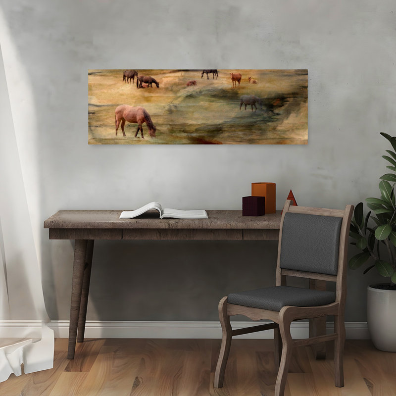 Art sauvage, chevaux, H 12 po x l 36 po