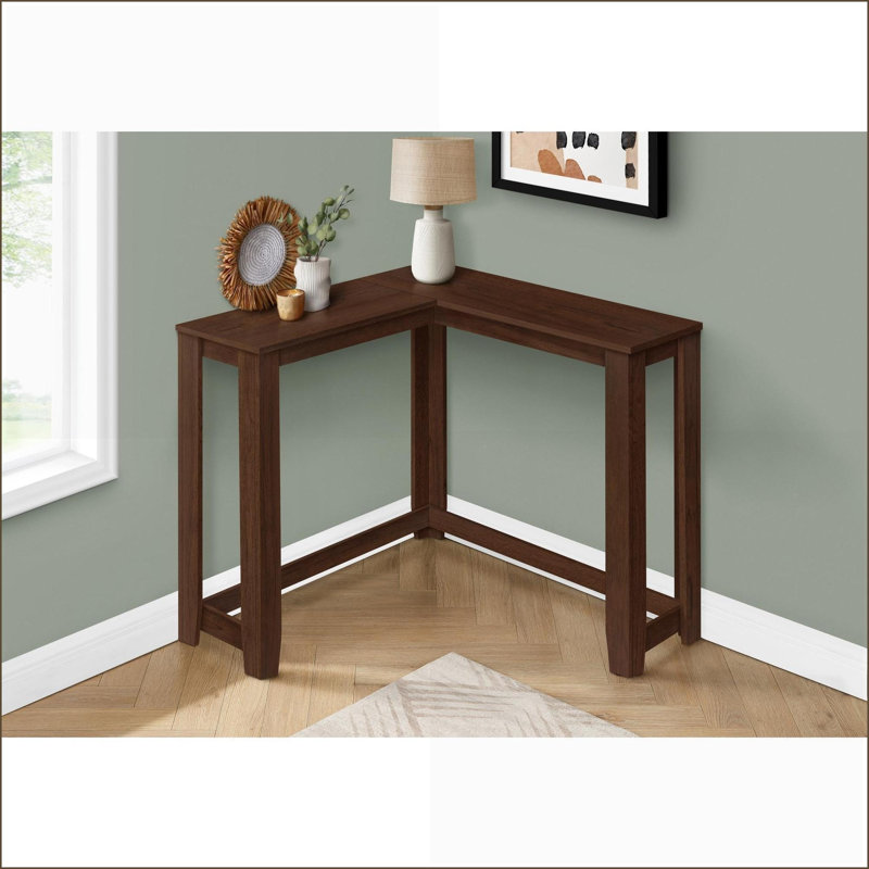Table basse d'angle compacte en stratifié brun - Style contemporain pour vestibule et chambre à coucher, Brun