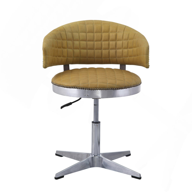 Tabouret pivotant et réglable en curcuma et en chrome