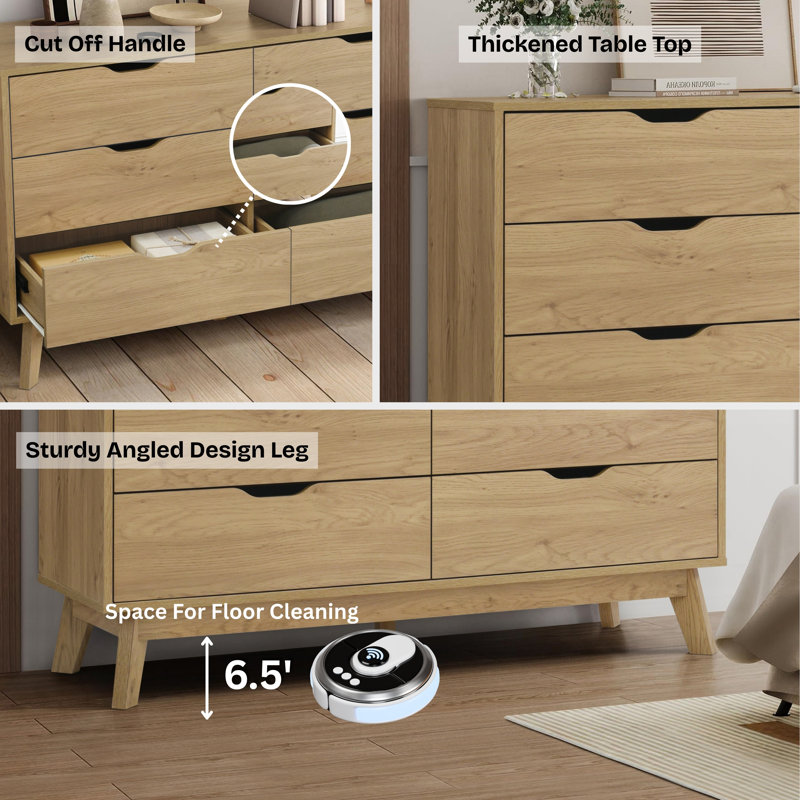 76.2cm W 6 - Drawer Chest of Drawers, Brown