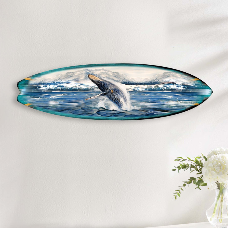 Décoration murale planche de surf, H 17 po x l 60 po x P 1 po