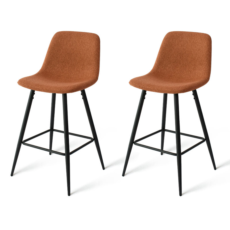 Nelda 26" Upholstered Low Back Counter Stool, Bingo Terra Performance