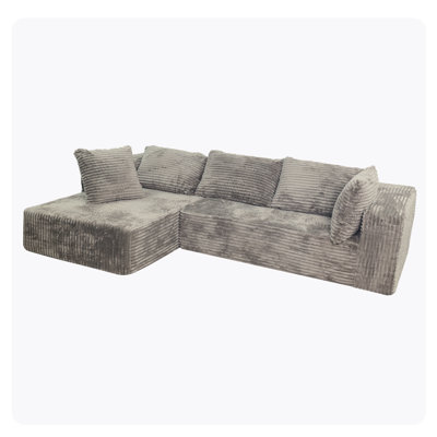 American Style Grey Modular Sectional With Chaise, 3 - Seat Deep Medium Firm , Stain Covers, Zippers For Bedroom, Safe Foam, Smooth Covers
