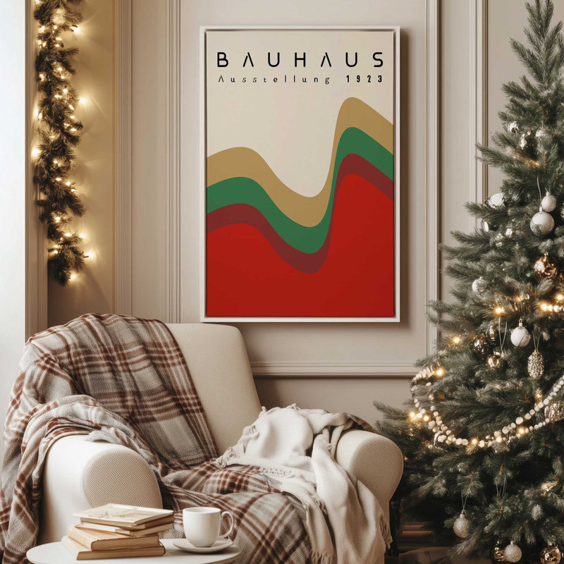 «Bauhaus Retro Waves II», reproduction sur toile, Cadre flottant noir, H 18,75 po x l 12,75 po