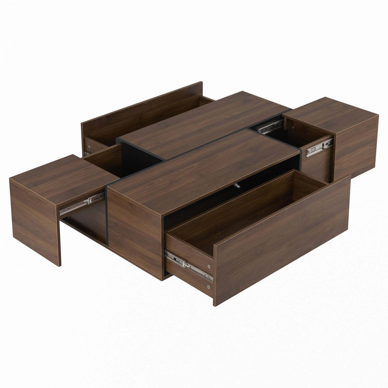 Rectangular Sliding Top Coffee Table, Walnut