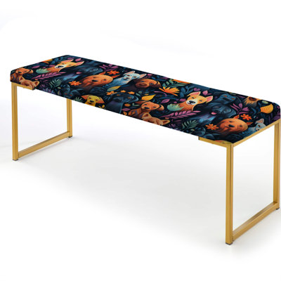 Truax - Animal Print Upholstered Gold Bench